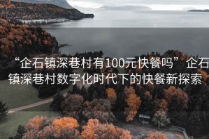 “企石镇深巷村有100元快餐吗”企石镇深巷村数字化时代下的快餐新探索