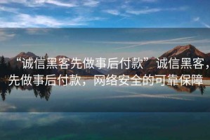 “诚信黑客先做事后付款”诚信黑客，先做事后付款，网络安全的可靠保障