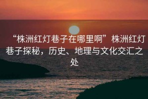 “株洲红灯巷子在哪里啊”株洲红灯巷子探秘，历史、地理与文化交汇之处