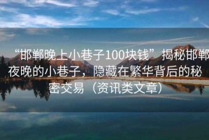 “邯郸晚上小巷子100块钱”揭秘邯郸夜晚的小巷子，隐藏在繁华背后的秘密交易（资讯类文章）