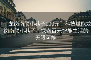 “龙岗南联小巷子100元”科技赋能龙岗南联小巷子，探索百元智能生活的无限可能