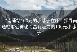 “南通站100元的小巷子在哪”探寻南通站附近神秘而富有魅力的100元小巷子