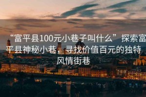 “富平县100元小巷子叫什么”探索富平县神秘小巷，寻找价值百元的独特风情街巷