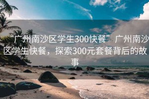 “广州南沙区学生300快餐”广州南沙区学生快餐，探索300元套餐背后的故事