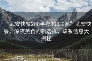 “武安快餐200半夜300联系”武安快餐，深夜美食的新选择，联系信息大揭秘