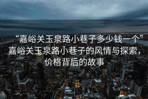 “嘉峪关玉泉路小巷子多少钱一个”嘉峪关玉泉路小巷子的风情与探索，价格背后的故事