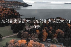 东郊到家暗语大全:东郊到家暗语大全100条