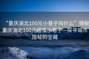 “重庆渝北100元小巷子叫什么”揭秘重庆渝北100元超值小巷子—探寻城市隐秘的宝藏