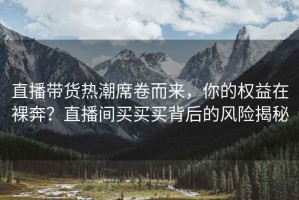 直播带货热潮席卷而来，你的权益在裸奔？直播间买买买背后的风险揭秘