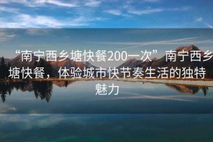 “南宁西乡塘快餐200一次”南宁西乡塘快餐，体验城市快节奏生活的独特魅力