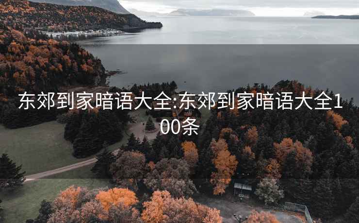 东郊到家暗语大全:东郊到家暗语大全100条