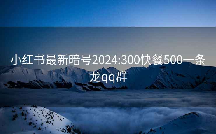 小红书最新暗号2024:300快餐500一条龙qq群