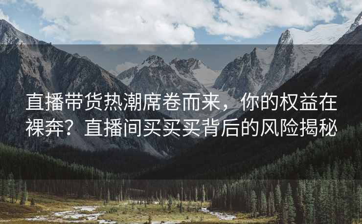 直播带货热潮席卷而来，你的权益在裸奔？直播间买买买背后的风险揭秘