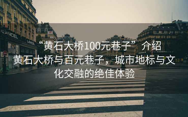 “黄石大桥100元巷子”介绍
黄石大桥与百元巷子，城市地标与文化交融的绝佳体验