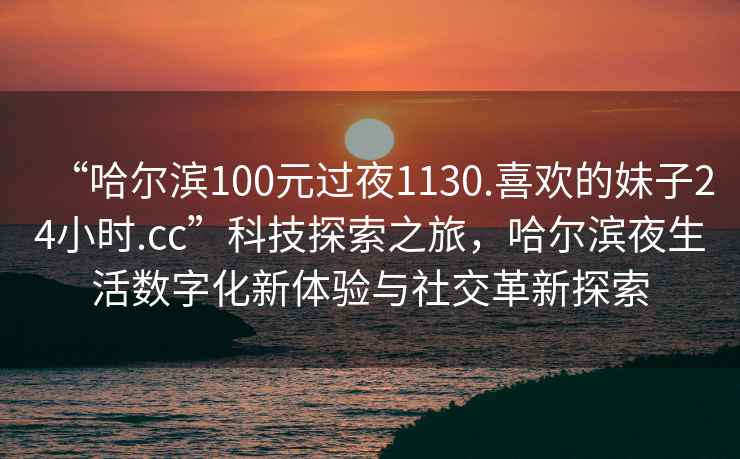 “哈尔滨100元过夜1130.喜欢的妹子24小时.cc”科技探索之旅，哈尔滨夜生活数字化新体验与社交革新探索