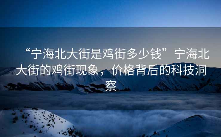 “宁海北大街是鸡街多少钱”宁海北大街的鸡街现象，价格背后的科技洞察