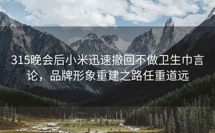 315晚会后小米迅速撤回不做卫生巾言论，品牌形象重建之路任重道远