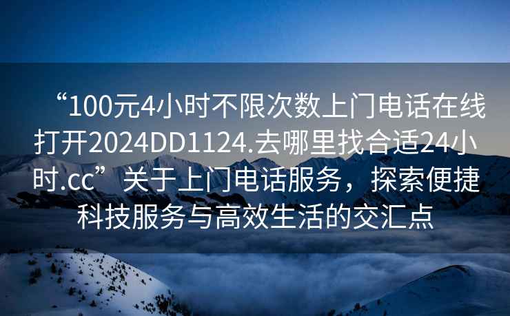 “100元4小时不限次数上门电话在线打开2024DD1124.去哪里找合适24小时.cc”关于上门电话服务，探索便捷科技服务与高效生活的交汇点