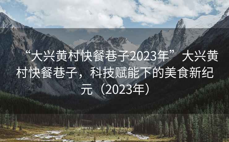 “大兴黄村快餐巷子2023年”大兴黄村快餐巷子，科技赋能下的美食新纪元（2023年）