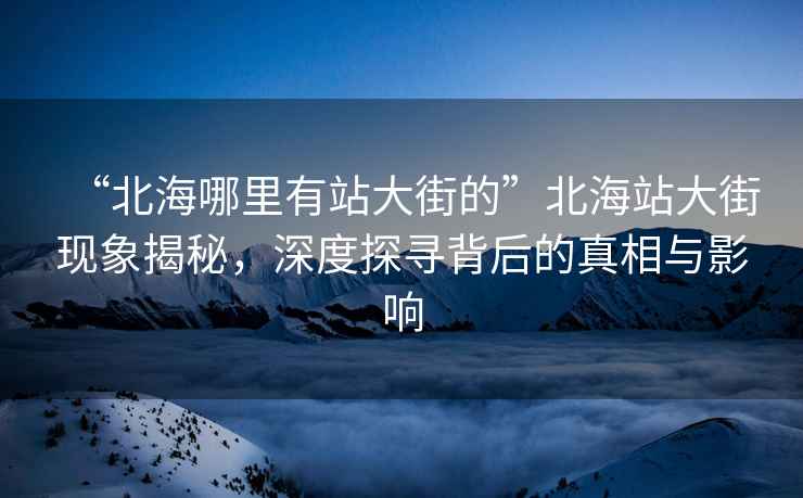 “北海哪里有站大街的”北海站大街现象揭秘，深度探寻背后的真相与影响