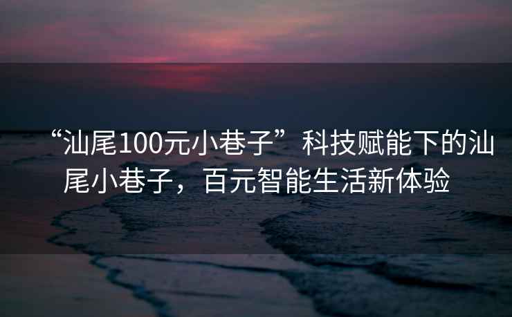 “汕尾100元小巷子”科技赋能下的汕尾小巷子，百元智能生活新体验